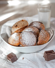 Soft rolls with chocolate chips. Vegan sweet for breakfast. Healthy vegan recipe-1