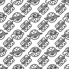 Vector icon, food illustration, burgers with cutlet and lettuce leaf, pattern