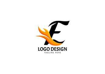 Letter E Fire Logo for Brand or Company, Concept Minimalist.