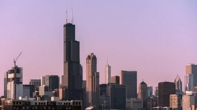 Day to Night Time Lapse of Chicago Cityscape