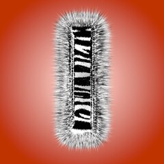 3d the letter of the Hebrew alphabet in the form of a zebra. 3d lettering with striped fur. 3d rendering