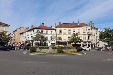 Naklejka na ściany i meble La place ronde, place principale du quartier de Montchat, ville de Lyon, département du Rhône, France