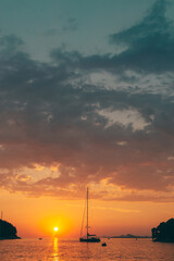Sunset over Adriatic Sea viewed from Cavtat, Croatia