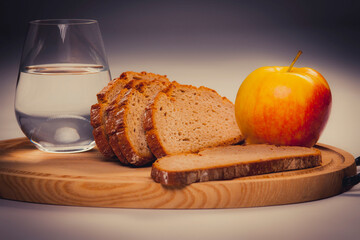 Diät - Wasser, Apfel und Brot
