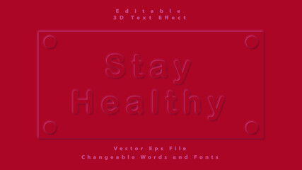 simple stay healthy with neumorphism text effect. Free vector