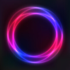 Obraz premium Vector background of neon geometric shapes, round frame, abstract background, wallpaper