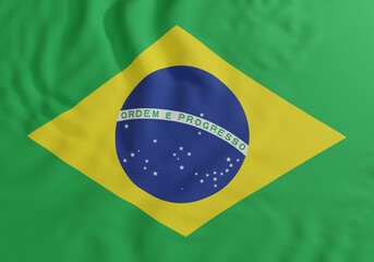 Fototapeta premium Brazil Flag. 3D rendering.