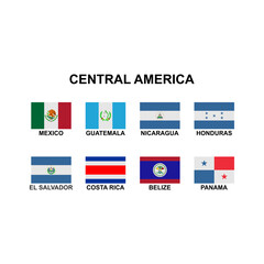 the flags of the countries in the Central America icon set vector sign symbol