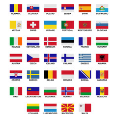 the flags of the countries in the continent of Europe icon set vector sign symbol