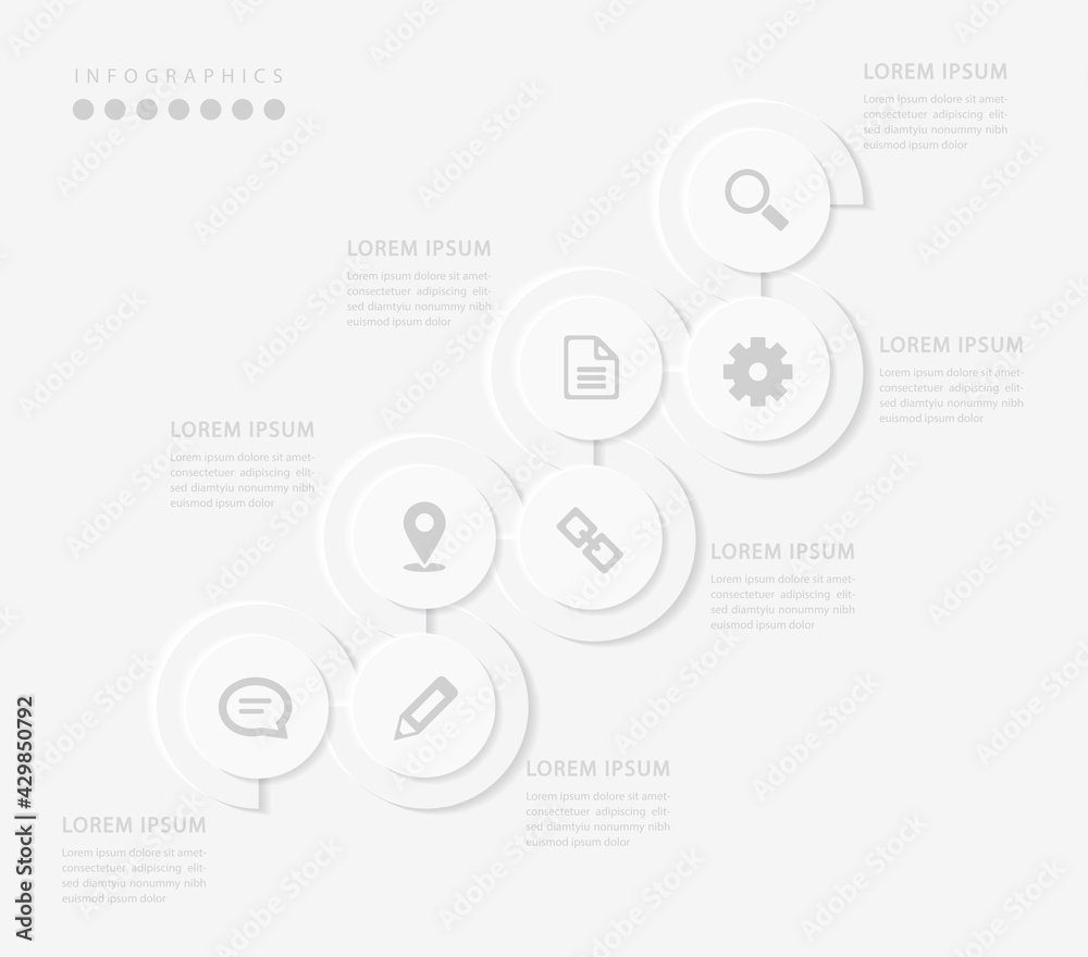 Wall mural vector elegant simple refined style infographic design ui template spiral round cross labels and ico