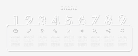 Vector elegant simple refined style infographic design UI template 9 number labels and icons