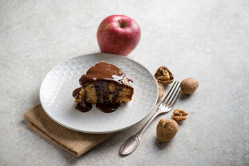 apple pie with nuts and chocolate