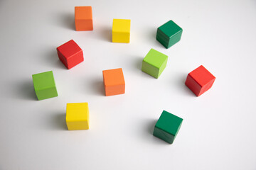 Fototapeta na wymiar Colorful wooden building blocks on table