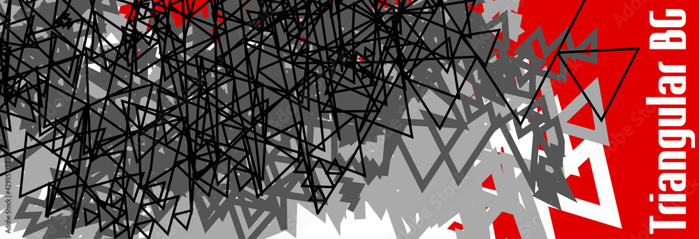 Poster Black, gray, white and red triangular abstraction. Vector graphics