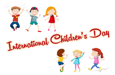 International Children’s Day Happy Kids Enjoying And Playing Outdoor illustration