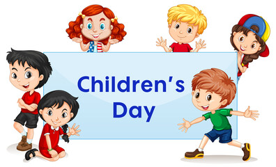 International Children’s Day Happy Kids Enjoying Having Fun illustration