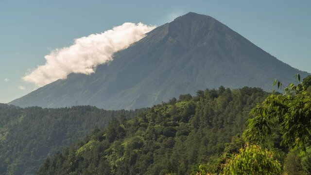 Mount Agung Volcano in Bali Indonesia Morning Time Lapse