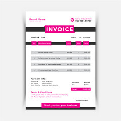 Business invoice template. Money bill or payment agreement design 