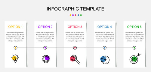 Business Infographic Process From Circles Design With Icons and 4 Options, Steps. Universal Vector Infographics Template For Presentation, Report, Strategy, Timeline