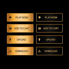 Gold buttons for website. Luxury buttons for web design. Vector illustration.