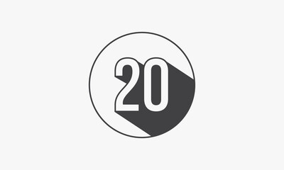20 number circle line design flat vector.