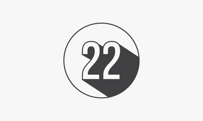22 number circle line design flat vector.