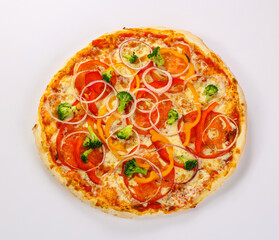 Vegetarian pizza with vegetables and cheese