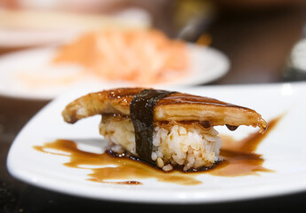 Japanese eel grilled or unagi sushi.