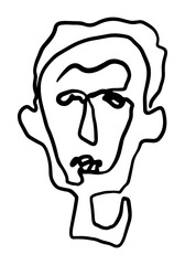 Contemporary abstract female face. Minimalistic elegant woman portrait. Hand drawn vector illustration. Continuous line drawing isolated on white. Modern style element for design, card, prints, decor.