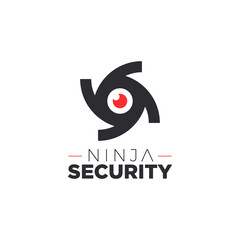 Security logo for your company, eye symbol for security data, ninja star arrow icon. shuriken.