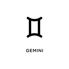 Gemini zodiac illustration. Simple line Gemini zodiac icon. Tattoo Gemini zodiac vector symbol. Hand drawing Gemini sign