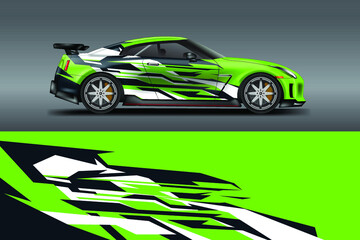 Plakat Car wrap design vector, truck and cargo van decal. Graphic abstract stripe racing background designs 