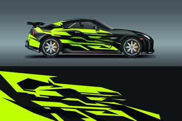 Car wrap design vector, truck and cargo van decal. Graphic abstract stripe racing background designs 