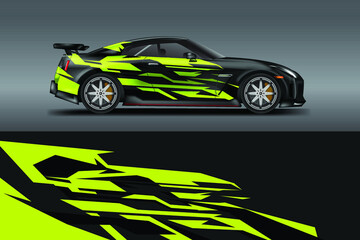 Obraz premium Car wrap design vector, truck and cargo van decal. Graphic abstract stripe racing background designs 