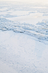 Cracked Ice On The River. Natural Landscape. Background Series.