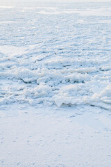 Cracked Ice On The River. Natural Landscape. Background Series.