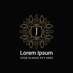 Monogram ornament letter J logo design vector icon	