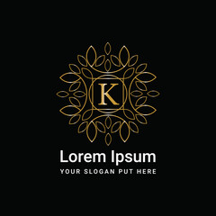 Monogram ornament letter K logo design vector icon	
