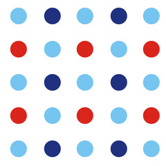 Vector Polka Dot background. Marine nautical seamless pattern in blue red and white colours. Geometric simple backdrop for baby shower, scrapbooking, fabric. Colour illustration.Art & Illustration