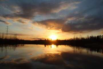 Sunset On The Water, Pylypow Wetlands, Edmonton, Alberta