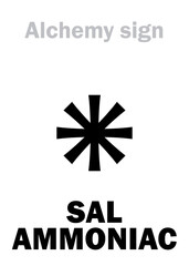 Alchemy Alphabet: SAL-AMMONIAC (Sal Ammoniacus, Sal volatile), Sal ammiac, Salmiac, Sal armagnac (Salt armoniak), eq.: Nushadir salt (нашатырь). Ammonium chloride: Chemical formula=[NH₄Cl].