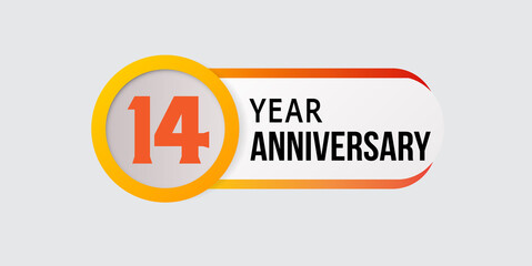 14 years anniversary celebration logo vector template design illustration