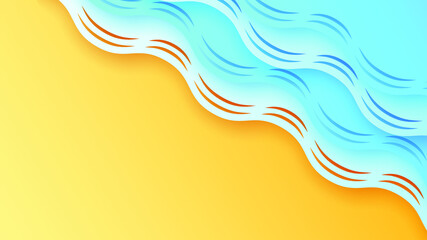 Abstract Paper Cut Sea Ocean Wave Water On Blue Background Vector Design