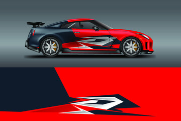 Obraz premium Car wrap design vector , For vehicle, rally, race, adventure and car racing livery , decal .