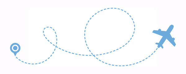 Plane moves along the path of movement. Infographic