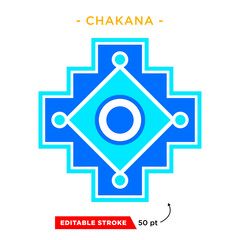 Inca Cross Chakana, Inti Raymi Ecuador, Peru emblematic symbol of an ancestral and cultural celebration of the Andean peoples for the winter solstice. Ethnic folk image. Tribe motif. Tribal. Pachamama