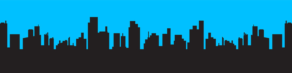 The silhouette city. Flat vector illustration. Skyline city panorama. Landscape building.