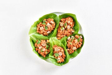 Thai style minced meat lettuce cups