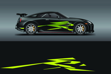 Fototapeta na wymiar Car wrap design vector , For vehicle, rally, race, adventure and car racing livery , decal .