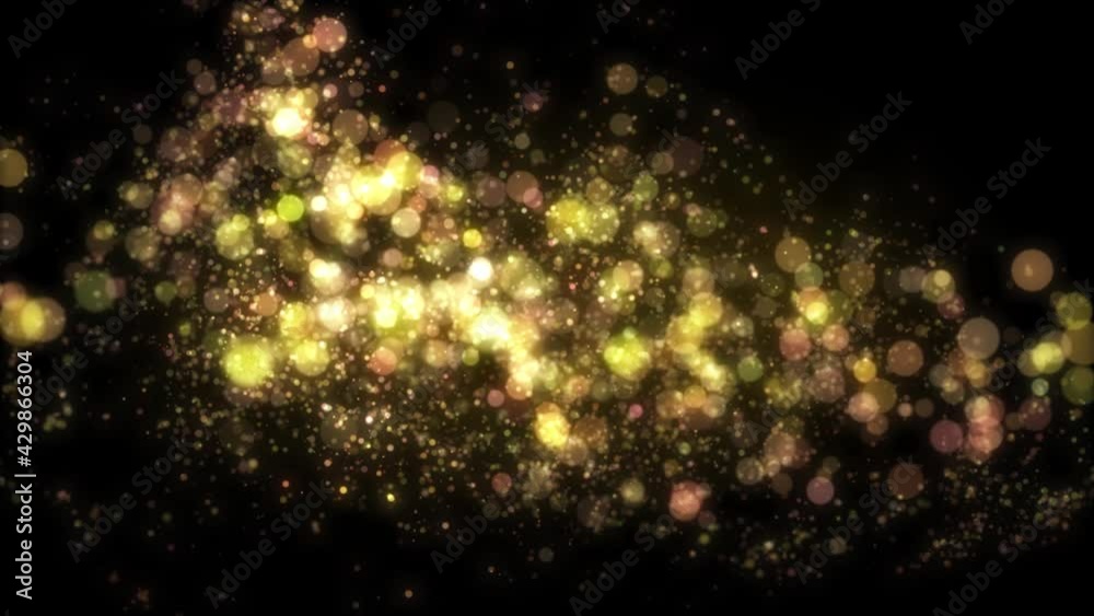 Wall mural 4k abstract motion background animation shining gold particles rotating and fluctuating in space sea